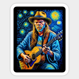 Neil Young in starry night Sticker